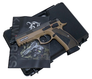 Пистолет KJW CZ SP-01 Shadow TBC, tan, greengas с кейсом (sp-01-tan)