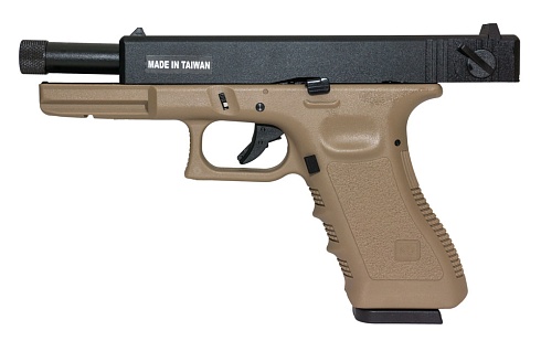 KJW Пистолет Glock 18, CO2, резьба под глушитель, tan (kp-18-tbc.co2-tan)