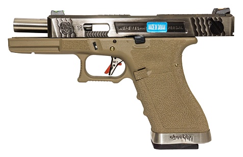 Пистолет WE Glock 18 G-Force серебряный, greengas (we-g002wet-8)
