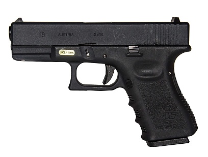 фото детально we пистолет glock 19 gen.3, greengas (we-g003a-bk) интернет-магазин "Планета страйкбола"