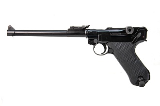 фото детально we пистолет luger p-08 8", черный (gp403) интернет-магазин "Планета страйкбола"