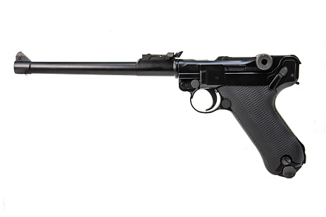 фото детально we пистолет luger p-08 8", черный (gp403) интернет-магазин "Планета страйкбола"