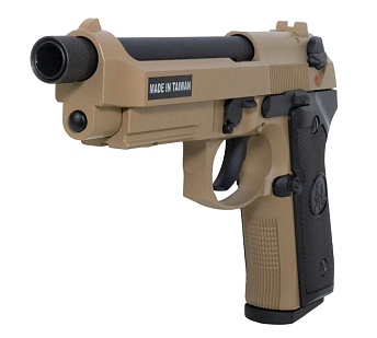 KJW Пистолет Beretta M9A1, greengas, tan, резьба глушителя