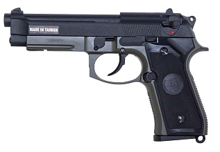 фото детально kjw пистолет beretta m9a1 rail, greengas, олива интернет-магазин "Планета страйкбола"