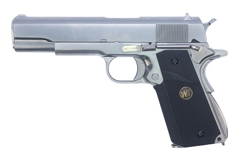 фото детально пистолет we colt m1911 a1, хром, m.e.u. (we-e006a-tac) интернет-магазин "Планета страйкбола"