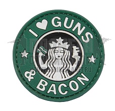 детальное фото Нашивка Zlo "I love guns & bacon" пвх интернет-магазин "Планета страйкбола"