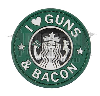 детальное фото Нашивка Zlo "I love guns & bacon" пвх интернет-магазин "Планета страйкбола"
