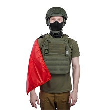 Платок / красная повязка Strike "мертвяк" красный 50x50 см, с люверсом и велкро