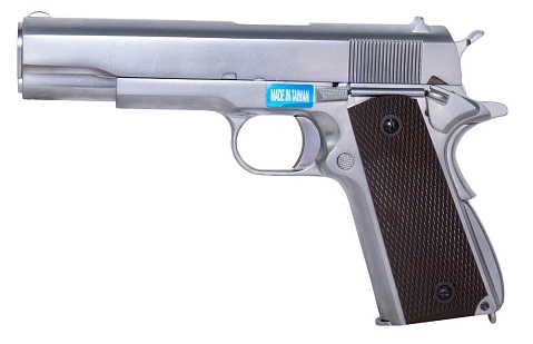 фото детально we пистолет colt m1911 a1, greengas, хром (gp109s) интернет-магазин "Планета страйкбола"