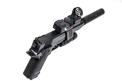 Пистолет Galaxy Colt 1911 с фонарем, коллиматором и глушителем (g053a)
