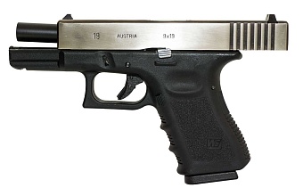WE Пистолет Glock 19 Gen.3, металл слайд, хром