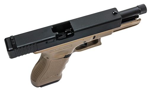 KJW Пистолет Glock 17, грингаз, tan, резьба под глушитель (kp-17-tbc.tan)