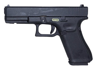 фото детально we пистолет glock 17 gen. 5, грингаз (we-g001vb-bk) интернет-магазин "Планета страйкбола"