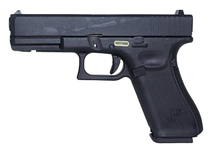 фото детально we пистолет glock 17 gen. 5, грингаз (we-g001vb-bk) интернет-магазин "Планета страйкбола"