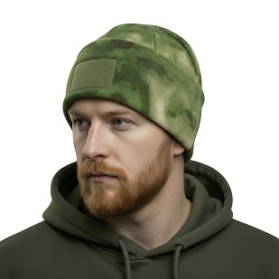 Шапка Strike флис с отворотом и велкро р-р 58, A-TACS Camo