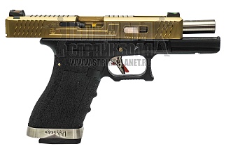 WE Пистолет Glock 17 G-Force, черный, позолоченный слайд, шахта, Titanium Version (we-g001wet-tg-g17a)