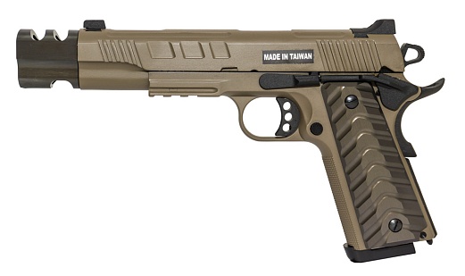 фото детально пистолет kjw m45a1 / colt 1911 - fde, greengas (kp-16-gas) интернет-магазин "Планета страйкбола"