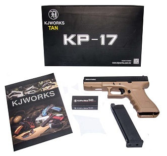 Пистолет KJW Glock 17 greengas tan (kp-17-tan)