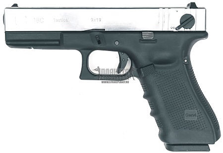 фото детально we пистолет glock 18c gen.4, хром интернет-магазин "Планета страйкбола"