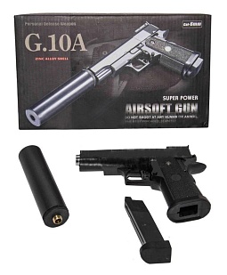 Galaxy Пистолет COLT 1911 PD mini с глушителем, спринг (g10a)