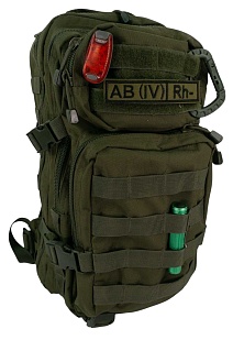 Нашивка Strike Группа крови AB (IV) Rh-, черный олива