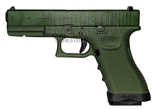 фото детально we пистолет glock 17, greengas, ranger green (we-g001a-od) интернет-магазин "Планета страйкбола"