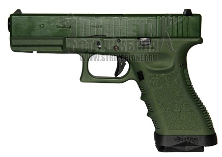 фото детально we пистолет glock 17, greengas, ranger green (we-g001a-od) интернет-магазин "Планета страйкбола"