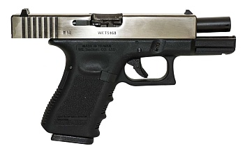 WE Пистолет Glock 19 Gen.3, металл слайд, хром