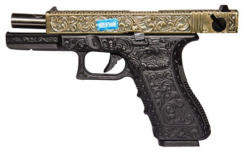 WE Пистолет Glock 18C gen.3, гравировка, greengas (we-g002box-br)