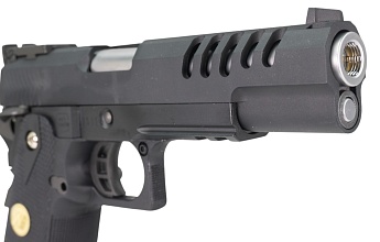 WE Пистолет Colt Hi Capa 5.1 auto, greengas перфорированный кожух, (we-h002at)