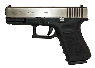 фото детально we пистолет glock 19 gen.3, металл слайд, хром интернет-магазин "Планета страйкбола"