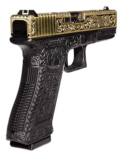 WE Пистолет Glock 18C gen.3, гравировка, greengas (we-g002box-br)
