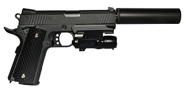 Galaxy Пистолет Colt 1911 4.3 с глушителем, спринг (g25a)