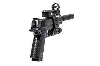 Пистолет Galaxy Colt 1911 с фонарем, коллиматором и глушителем (g053a)