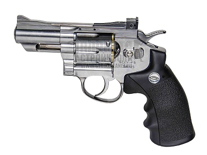 gletcher револьвер sw r25 silver, пневматический, серебристый