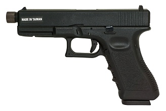 фото детально kjw пистолет glock 17, грингаз, резьба под глушитель (kp-17-tbc) интернет-магазин "Планета страйкбола"