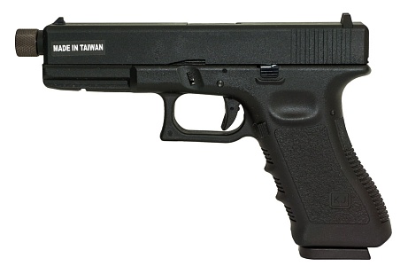 фото детально kjw пистолет glock 17, грингаз, резьба под глушитель (kp-17-tbc) интернет-магазин "Планета страйкбола"