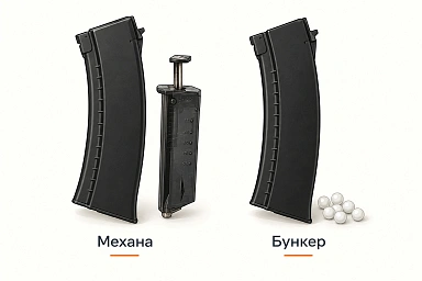 Механический и бункерный магазины для страйкбола: сравнение с лоадером