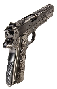 Пистолет WE Colt 1911 Silver [Inca Warrior Engraving] greengas (we-e012-box)