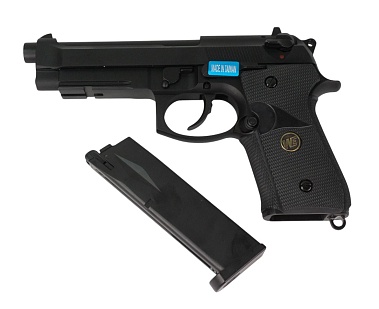 WE Пистолет Beretta M92F, CO2, черный, металл, рельса, (we-m008-co2)