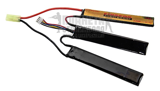 детальное фото для раздела Аккумулятор Firefox LiPo 11.1в, 1200Ач, 12C, 3 лепестка интернет-магазин "Планета страйкбола»