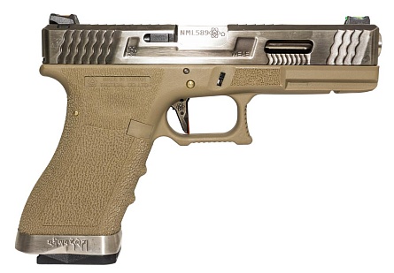 Пистолет WE Glock 17 G-Force tan серебряный (we-g001wet-8)