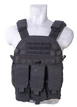 детальное фото для раздела Плитоносец Kingrin 6094 Vest с подсумками черный (ve-46-bk), отсутствуют плечевые подушки(Б/У) интернет-магазин "Планета страйкбола»