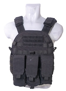 детальное фото для раздела Плитоносец Kingrin 6094 Vest с подсумками черный (ve-46-bk), отсутствуют плечевые подушки(Б/У) интернет-магазин "Планета страйкбола»