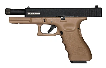 KJW Пистолет Glock 17, CO2, резьба под глушитель, tan (kp-17-tbc.co2-tan)