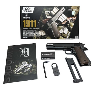 Пистолет KJW COLT M1911A1 GBB, CO2, черный (1911.CO2II)