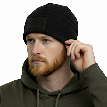 детальное фото Шапка Strike флис с отворотом и велкро р-р 58, черный интернет-магазин "Планета страйкбола"