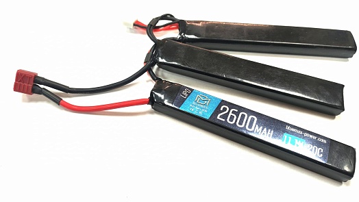 детальное фото для раздела Аккумулятор BlueMax LiPo 11.1В, 2600мАч, 20С, 3 лепестка, Т-коннектор (Б/У) интернет-магазин "Планета страйкбола»