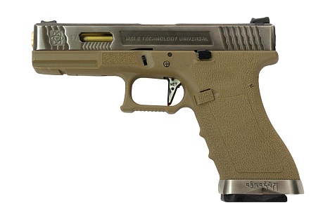 Пистолет WE Glock 17C G-Force, серебряный, greengas (we-g002wet-8), 96 м/с (Б/У)