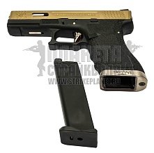 WE Пистолет Glock 17 G-Force, черный, позолоченный слайд, шахта, Titanium Version (we-g001wet-tg-g17a)